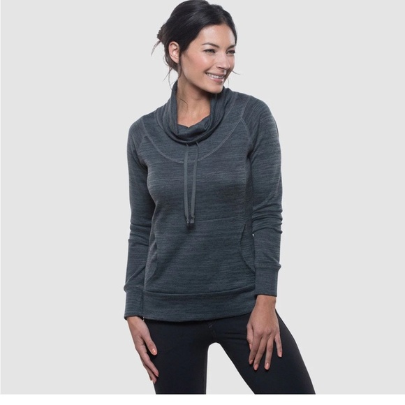 Kuhl Lea Funnel Neck Sweatshirt Pullover Blue Gray Large Long Sleeve Active - Picture 1 of 7